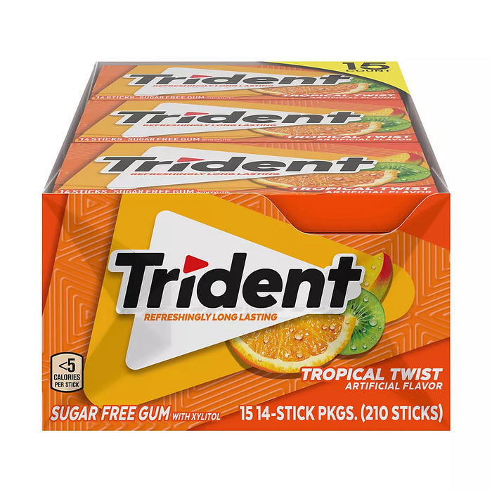 Trident Tropical Twist Sugar-Free Gum, 15 pk./14 ct.