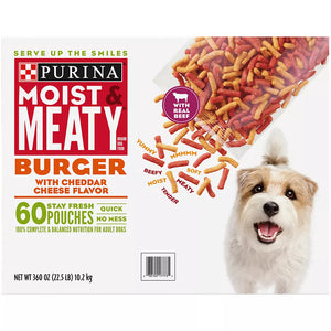 Purina Moist & Meaty Burger with Cheddar Cheese Flavor Dog Food, 60 ct./6 oz. - iviesitems