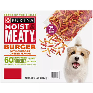 Purina Moist & Meaty Burger with Cheddar Cheese Flavor Dog Food, 60 ct./6 oz. - iviesitems