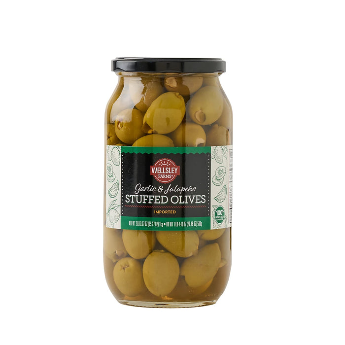 Wellsley Farms Garlic and Jalapeno Stuffed Olives, 35 oz.