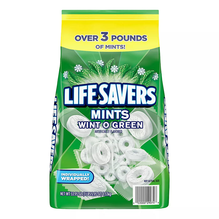 Life Savers Wint O Green Breath Mints Bulk Hard Candy, 53.95 oz.