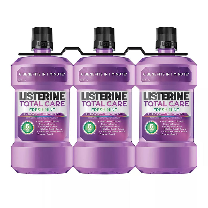 Listerine Total Care Fresh Mint Anticavity Mouthwash, 3 pk./1L