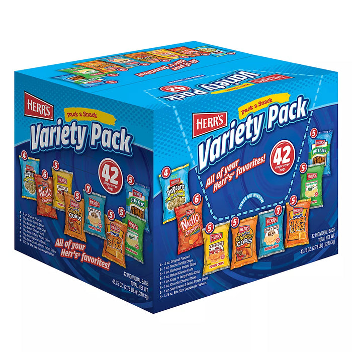 HERR'S Pack & Snack Variety-Pack, 42 pk./0.5 oz.